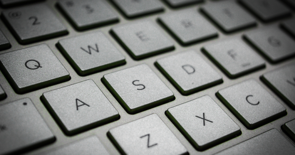 Up close photo of keyboard keys